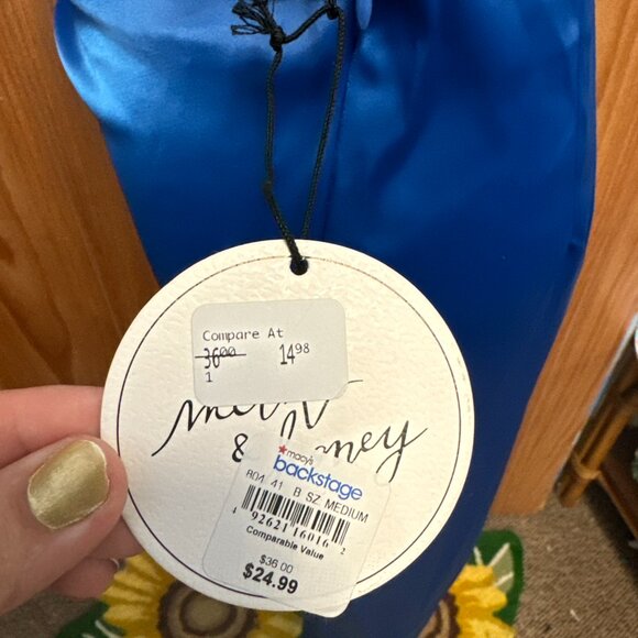 NEW Milk & Honey Blue High Waist Pencil Skirt w/ Slit M Medium NWT - Picture 8 of 10